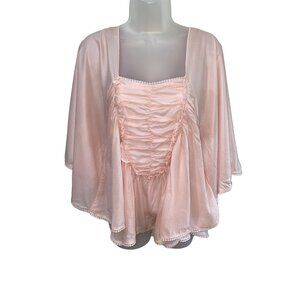 Double Zero Ladies BOHO Ruched Front Top Size Large